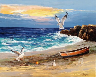 Peinture intitulée "Les oiseaux" par Marc Degieux, Œuvre d'art originale, Huile