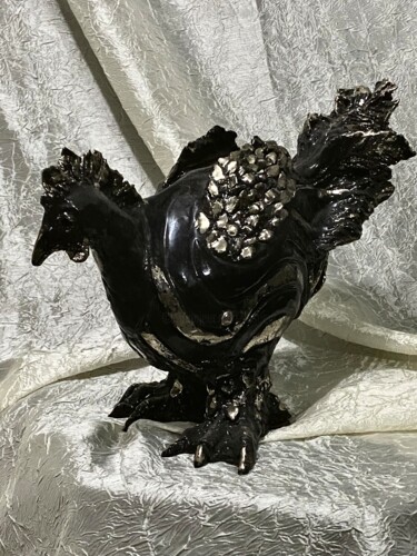 Sculpture intitulée "Poule de luxe" par Catherine Lesueur (C.Lesueur), Œuvre d'art originale, Céramique