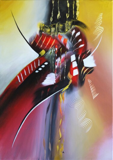 Painting titled "Python" by Valérie Lamarre, Original Artwork, Acrylic Mounted on Wood Stretcher frame