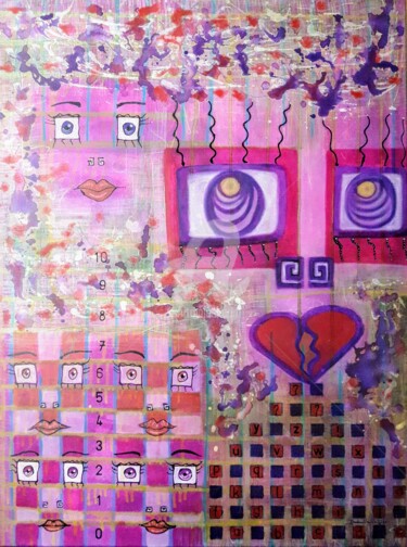 Painting titled "Celle qui devait co…" by Pinkivioletblue, Original Artwork, Acrylic Mounted on Wood Stretcher frame
