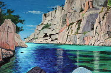 Painting titled "Calanque d'en Vau" by Jean Parraud, Original Artwork, Oil