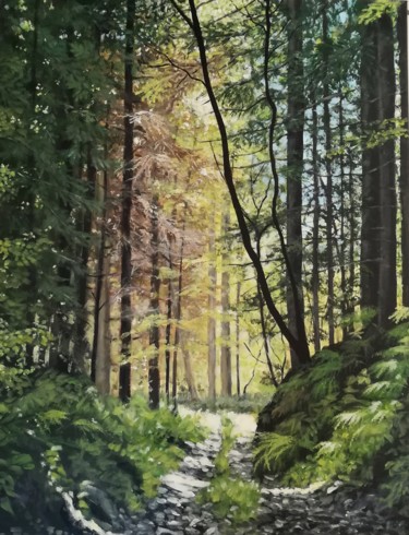 Peinture intitulée "Sous les épicéas...…" par Emile Dubois, Œuvre d'art originale, Acrylique