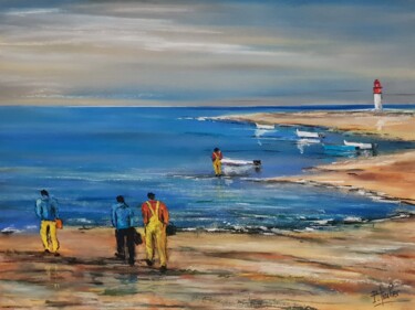 Painting titled ""En allant pêcher..…" by Patrick Fischer, Original Artwork, Pastel