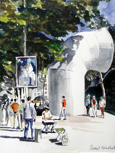 Peinture intitulée "Beaubourg" par Pascal Brachet, Œuvre d'art originale, Aquarelle