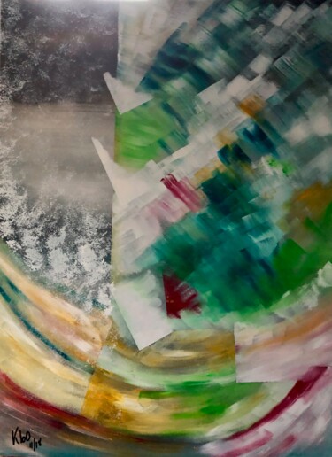 Painting titled "FLOU7" by Pascale Rey-Texier, Original Artwork, Acrylic Mounted on Wood Stretcher frame
