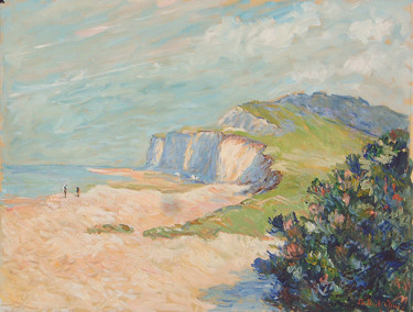 Falaises à Pourville sur mer 4 (Près de Dieppe) Pintura titulada "Falaises à Pourvill…" por Patrick Marie, Obra de arte original, Oleo Montado en Bastidor de camilla de mad…