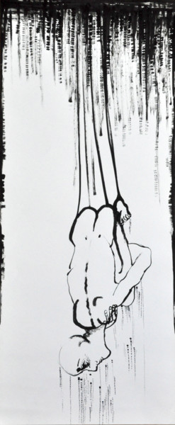 Dessin intitulée "Un enfant qui tombe" par Eva Mifsud, Œuvre d'art originale, Encre