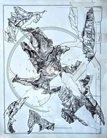 Dessin intitulée "Série "Chemin de fr…" par Lou Le Cabellec, Œuvre d'art originale, Encre