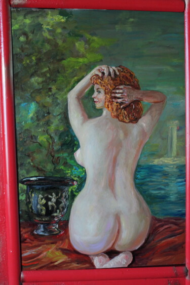 sitting by the water Peinture intitulée "sitting by the water" par Margarita Makarova, Œuvre d'art originale, Huile