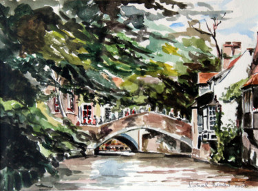 Peinture intitulée "Bruges a" par Pascal Brachet, Œuvre d'art originale, Aquarelle