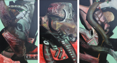 Painting titled "Masks against the e…" by Pribi, Original Artwork, Acrylic