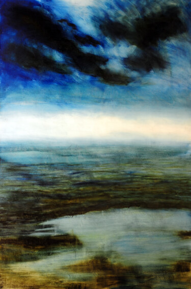 「Entre ciel et terre…」というタイトルの絵画 Eric Herrmannによって, オリジナルのアートワーク, オイル ウッドストレッチャーフレームにマウント