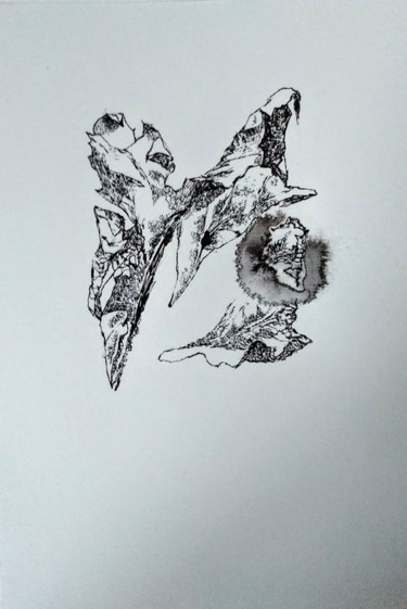 Dessin intitulée "Série "Chemin de fr…" par Lou Le Cabellec, Œuvre d'art originale, Encre