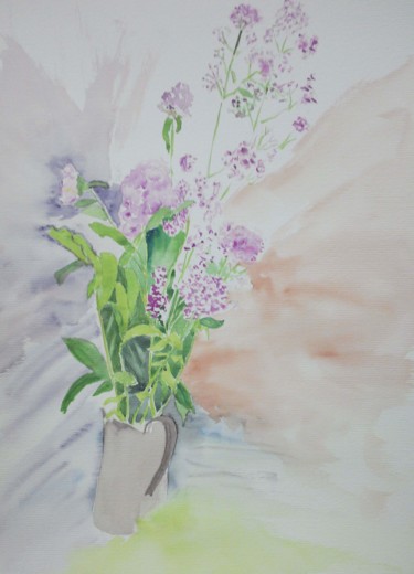 Bouquet de fleurs de montagne vu de dos