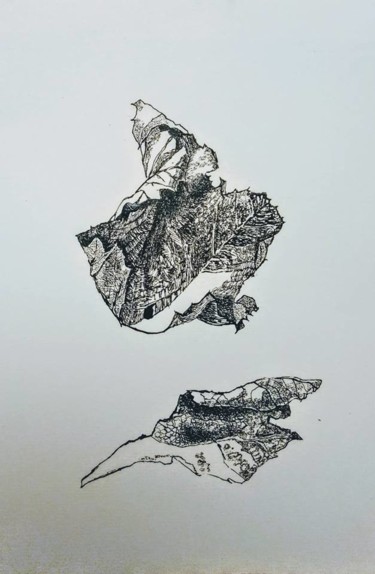 Dessin intitulée "Série "Chemin de fr…" par Lou Le Cabellec, Œuvre d'art originale, Encre