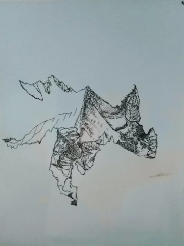 Dessin intitulée "Série "Chemin de fr…" par Lou Le Cabellec, Œuvre d'art originale, Encre