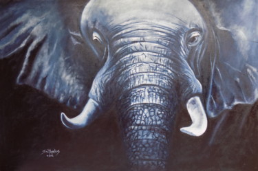 Peinture intitulée "elephant.jpg" par Olaoluwa Smith, Œuvre d'art originale, Huile