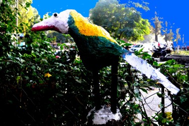 Sculpture titled "WATCHING BIRD" by Anandswaroop Manchiraju, Original Artwork, Stone