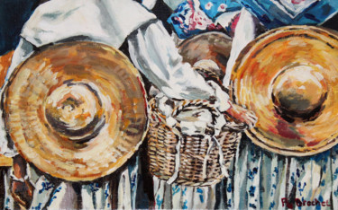Peinture intitulée "Les lavandières" par Pascal Brachet, Œuvre d'art originale, Acrylique
