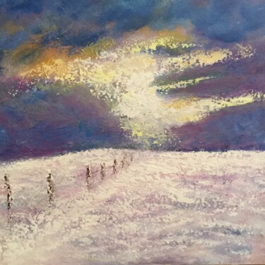 Peinture intitulée "Alpage en hiver" par Anne Vignau, Œuvre d'art originale