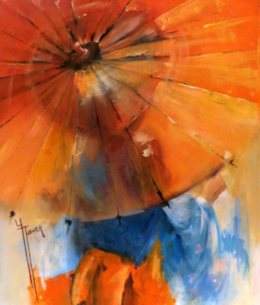 Peinture intitulée ""Promenade"" par Yveline Javer, Œuvre d'art originale, Huile