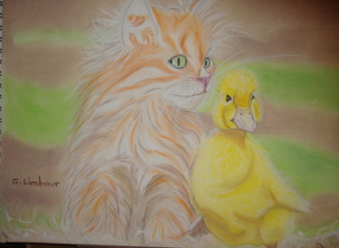 Peinture intitulée "Rencontre insolite…" par Ghislaine Limbour, Œuvre d'art originale, Pastel