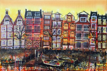 Amsterdam Setting Sun Painting titled "Amsterdam Setting S…" by Irina Rumyantseva, Original Artwork, Acrylic