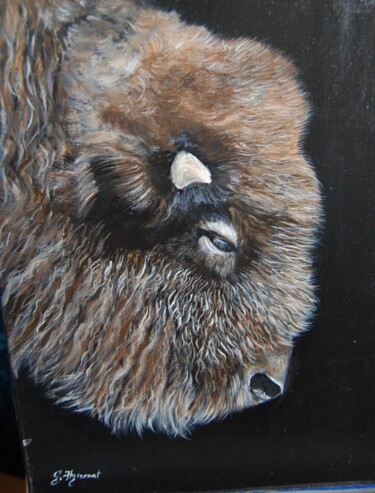 "Tatonka" bison - acrylique sur toile originale signée 绘画 标题为“"Tatonka" bison -…” 由Patricia Giroldini Hyvernat, 原创艺术品, 丙烯