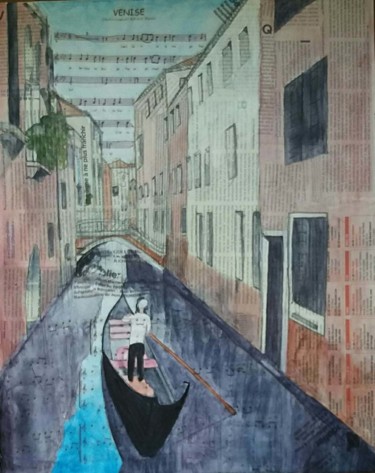 Venise aquarelle sur toile Peinture intitulée "Venise aquarelle su…" par Pascale Coutoux, Œuvre d'art originale, Aquarelle