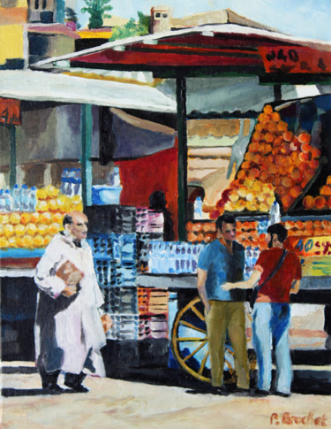 Peinture intitulée "Place Jemaa el-Fna 2" par Pascal Brachet, Œuvre d'art originale, Huile