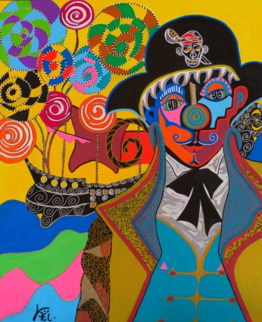 Capitaine sucre d'orge Peinture intitulée "Capitaine sucre d'o…" par Kaël, Œuvre d'art originale, Acrylique Monté sur Châssis en bois