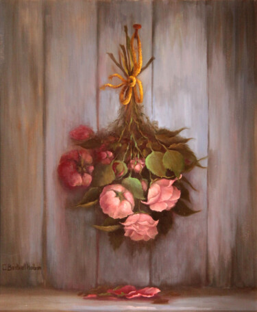 Bouquet de Roses Painting titled "Bouquet de Roses" by Catherine Bantwell Huiban, Original Artwork, Oil Mounted on Wood Stretcher frame