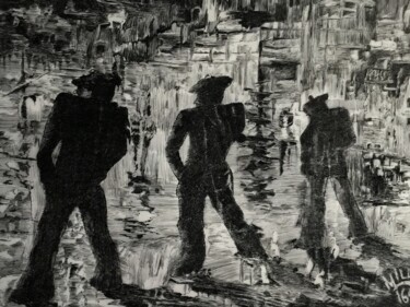 Peinture intitulée "DANS LE PORT D’AMST…" par Jacques Tafforeau, Œuvre d'art originale, Autre