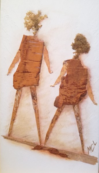 Collages intitulée "les promeneuses" par Martine Capdeville-Lacomme, Œuvre d'art originale