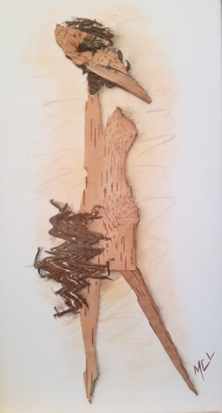 Collages intitulée "Dame oiseau" par Martine Capdeville-Lacomme, Œuvre d'art originale