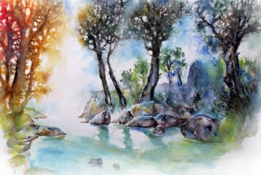 Backlight Painting titled "Backlight" by Zsolt Székelyhidi, Original Artwork, Watercolor