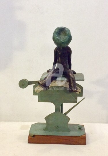 Sculpture titled "« La pesée de l âme…" by Elisabeth Faucheur, Original Artwork, Bronze