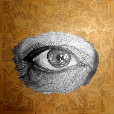Dessin intitulée "A travers II" par Alixire, Œuvre d'art originale, Stylo à bille Monté sur Châssis en bois