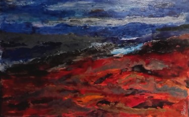 Peinture intitulée "Champs de coquelico…" par Hkine, Œuvre d'art originale, Acrylique