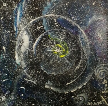 Tekening getiteld "Le planète sombre" door Iakim, Origineel Kunstwerk, Acryl Gemonteerd op Frame voor houten brancard
