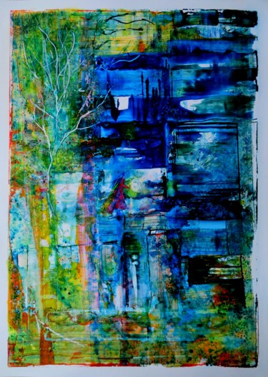Doux sortilège - encres acryliques 70x50cm Peinture intitulée "Doux sortilège - en…" par Clau Redier-Clément, Œuvre d'art originale, Acrylique