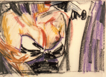 图画 标题为“"Décolleté", 1988” 由Hannes Hofstetter, 原创艺术品, 粉笔