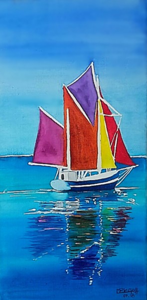 Peinture intitulée "Vieux gréement mult…" par Marie-Pascale Le Goff (L’île à L’eau), Œuvre d'art originale, Aquarelle Monté…