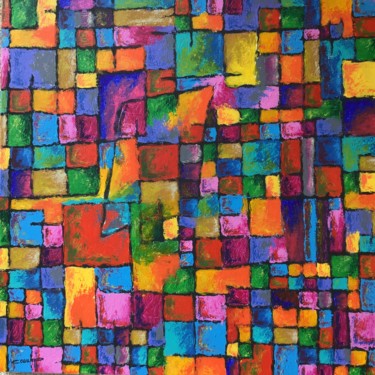 제목이 "Toile aux carres"인 미술작품 Jean-Luc Coulaud로, 원작, 아크릴