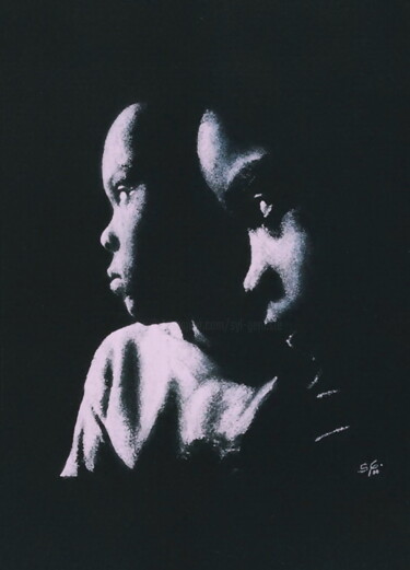 Mère et enfant Peinture intitulée "Mère et enfant" par Sylvie Geneste, Œuvre d'art originale, Pastel