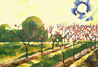 Peinture intitulée "Verger l." par Slobodan Spasojevic (Spaki), Œuvre d'art originale, Huile