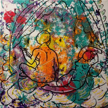 Painting titled "Déesses dans une al…" by Aude Peris, Original Artwork, Acrylic Mounted on Wood Stretcher frame