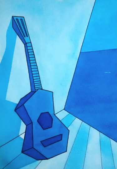 GUITARRA CUBISTA EN AZUL