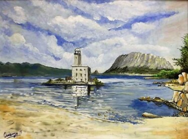 il faro a Olbia Pittura intitolato "il faro a Olbia" da Enzo Cadeddu (Cadenzo), Opera d'arte originale, Olio Montato su Pannello di legno