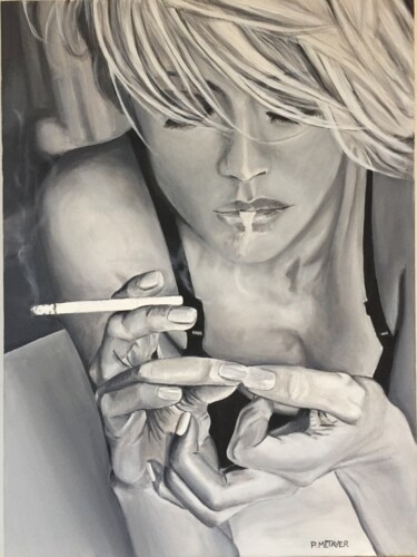 Peinture intitulée "Blonde à la cigaret…" par Philippe Metayer, Œuvre d'art originale, Acrylique